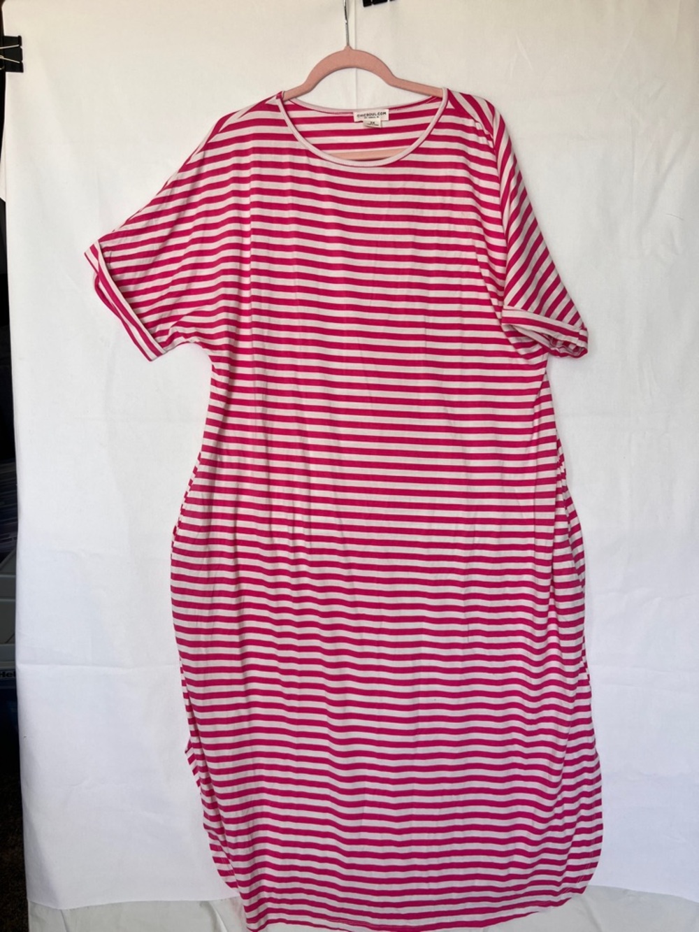 Chic Soul Pink & White Striped Maxi Dress